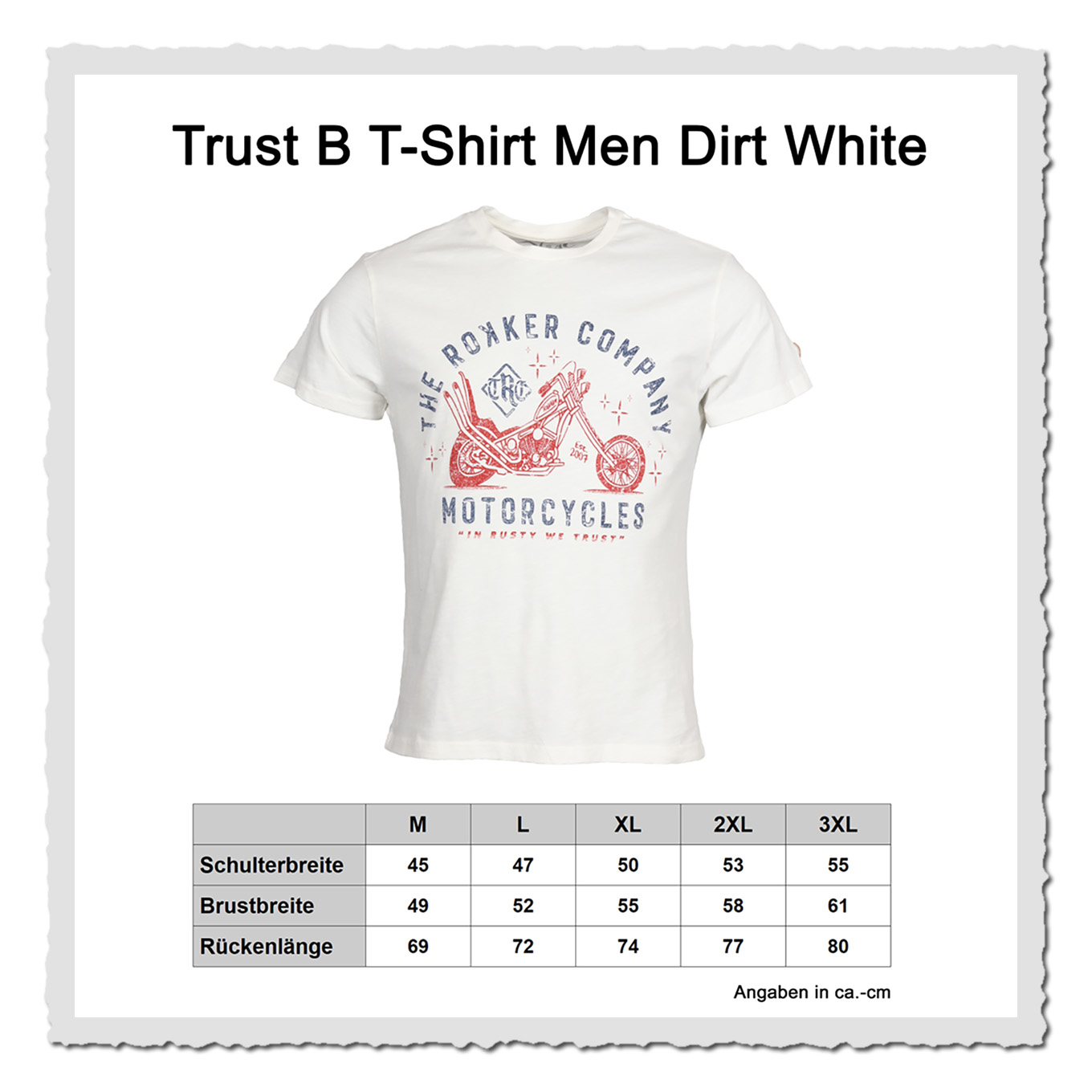 Masstabelle Rokker Offwhite T-Shirt mit Frontprint